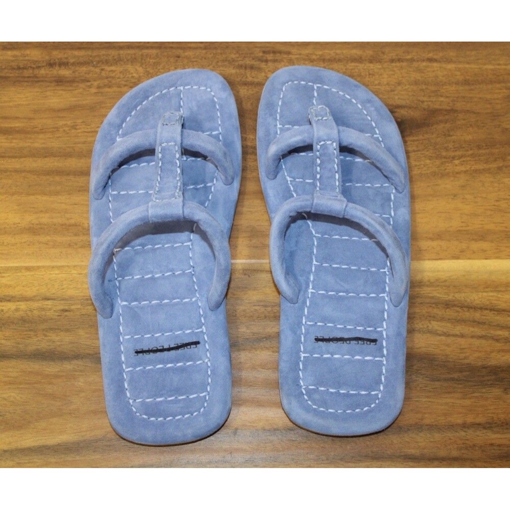Free People Hadden‎ Suede Slide Sandal Color Blue Boho Minimalist Casual Size 8 - Picture 4 of 6